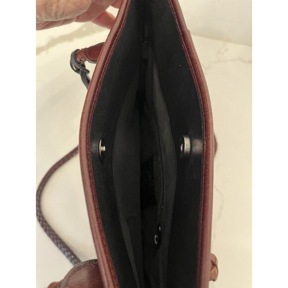 Brighton Womens Shoulder Bucket Bag Purse Leather Brown Black Croc Braided - Picture 5 of 7